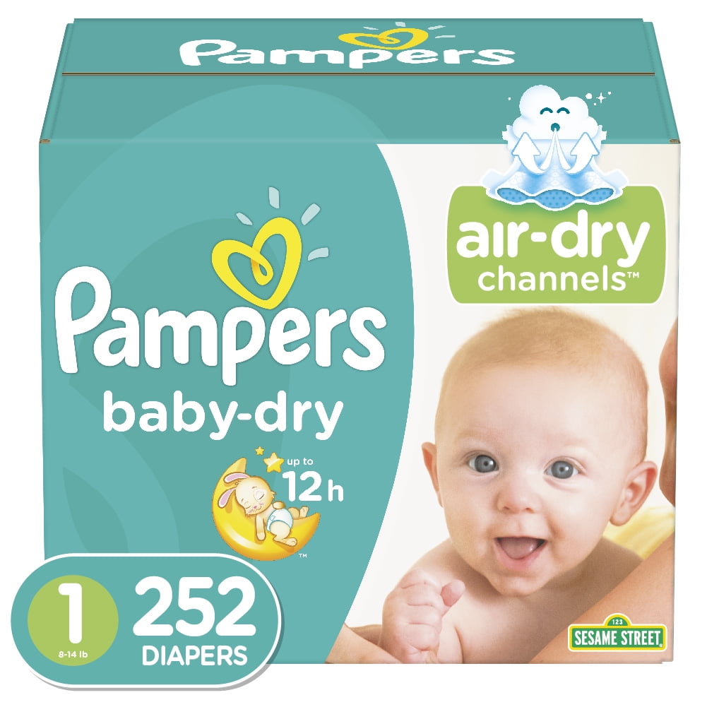 Pampers BabyDry Extra Protection Diapers, Size 1, 252 ct