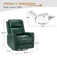 thumbnail image 6 of Genuine Leather Swivel Rocker Recliner, Manual Glider Recliner Chair with Adjustable Backrest & Footrest, Modern Home Theater Lounge Sofa Armchair for Living Room Bedroom Green, 6 of 9