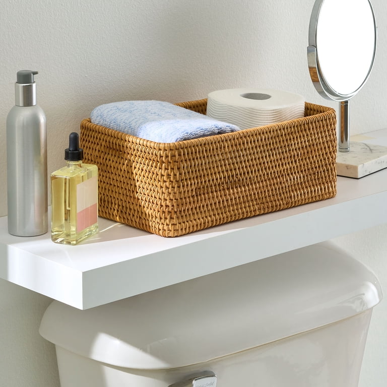 Rattan Toilet Organizer Basket, Honey Brown photo 7