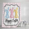 thumbnail image 4 of Colorful Rabbits Shower Curtain Set, Waterproof Shower Curtains for Bathroom, Happy Easter Cartoon Animal Pink Plaid Washable Fabric Cloth Bath Curtain for Bathtub Decoration with Hooks 60x72 Inches, 4 of 9