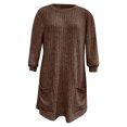 thumbnail image 5 of jtjvou Long Ribbed T-Shirt for Women Loose Crew Neck Tunic Tops Casual Short Sleeve Tee Shirts Blouse with Pockets Brown XL, 5 of 7