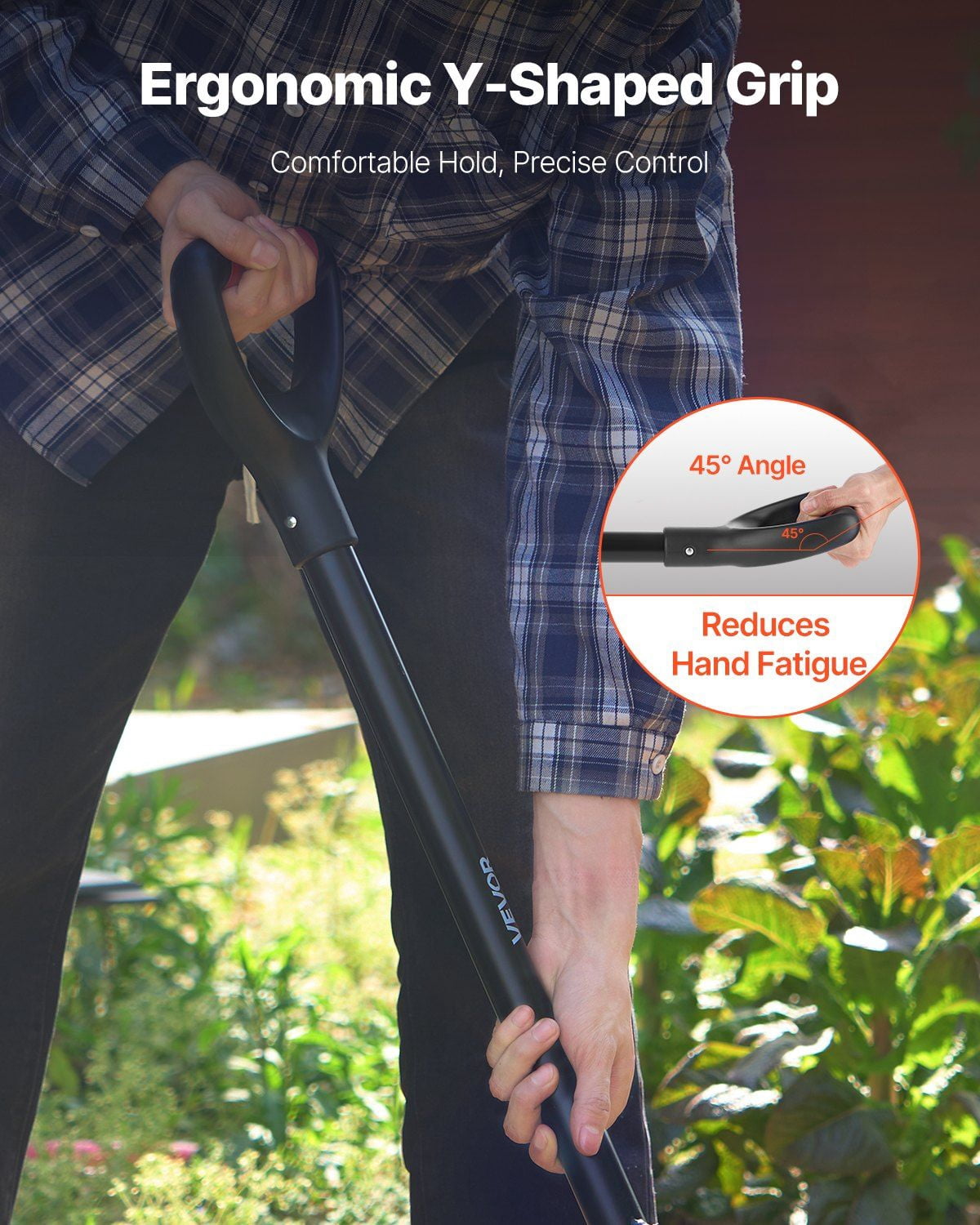 5 Tines Garden Fork Tool, 41 Inch Heavy Duty Spading Pitchfork with Metal Handle and Y Grip, Durable Non-Slip Digging Fork for Farming, Gardening, Soil Turning, Barn Work, and Landscaping Tasks
