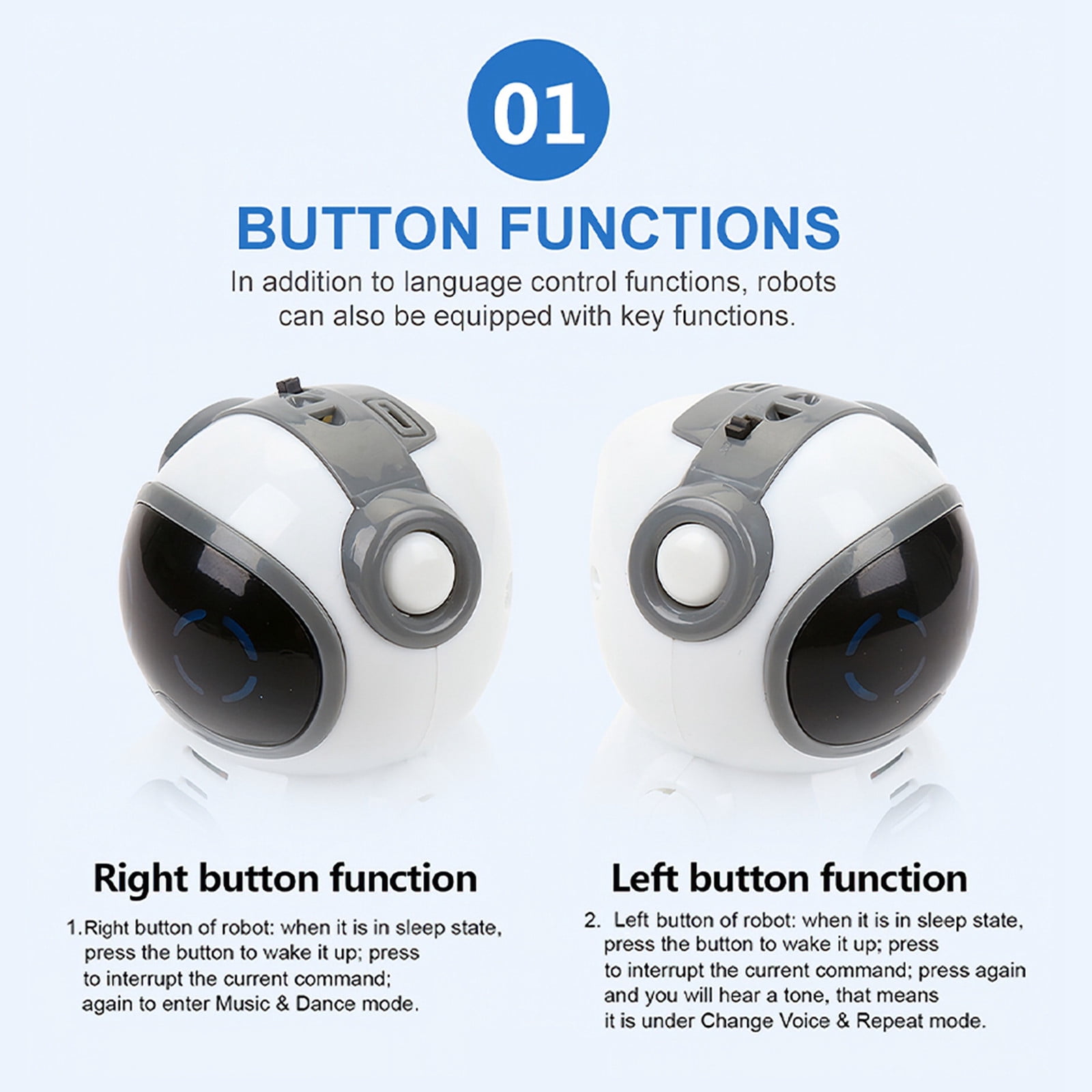 CQCYD Interactive Talking Robot forKids, Voice Recognition RC RobotToy, Mini Pocket Robot with Singing Dancing Storytelling Functions, Educational SmartToyGift for BoysGirls