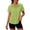 Light green, variant on Women Plus Size Button down Short Sleeve Collared Shirts Summer Breathable Blouse Casual Tops by Yigetop Blue L