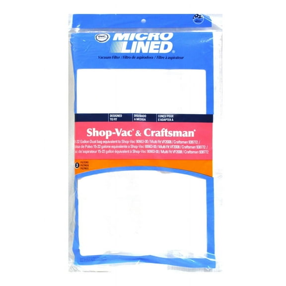 Paper Bag, DVC Shop Vac/Multi-Fit 16-22 Gal 3Pk