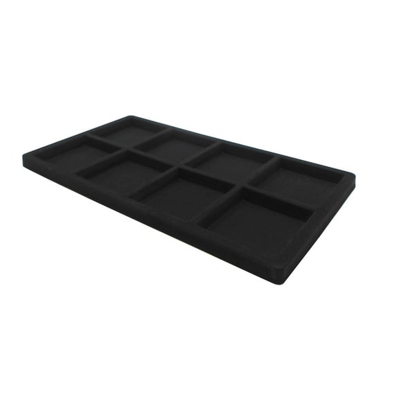 6 Qty Cowhide-Black 8 Slot Flocked Storage Tray Inserts - For Merchandise Jewelry & Organization - N'icePackaging