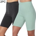 thumbnail image 2 of Women's High Waisted Yoga Leggings with Shorts 2 Piece Set, Solid Color Stretchy Workout Pants, Tummy Control Athletic Gym Tights for Running Pilates Zumba Lounge Wear | Aestivo,Blue L, 2 of 9