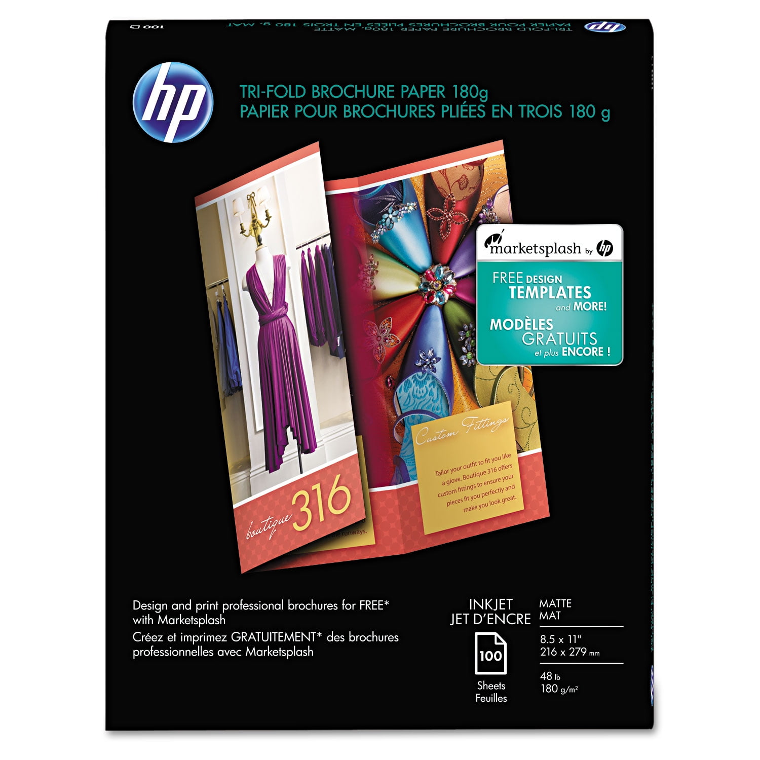 Hp Inkjet TriFold Brochure Paper 103 Brightness 48lb 81/2 x 11 White 100/PK Q5443A Walmart