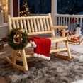 thumbnail image 2 of UBesGoo 33.5in Wide Fir Wood 2-Person Outdoor Rocking Chair Log Built Slatted Seat Natural, 2 of 11