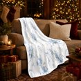 thumbnail image 3 of Elegant Blue Bow Floral Pattern Autumn Pumpkin Mantel, Festive Holiday Scene, Warm Flannel Blanket for Living Room and Family Room, Art Lovers Thanksgiving Gift, Festive Home Decor, 3 of 9