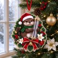 thumbnail image 5 of Cififendec Christmas Money Holder 6.38"×5.91", Santa Hat Otter Holding Clear Wish Tube, Xmas Tree Ornament for Party Gift, 5 of 6