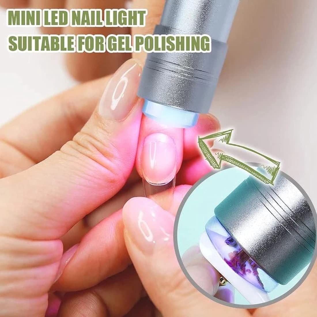 Mini Flash Light Nail Dryer, Handheld Nail Art UV Press Light, UV Lamp with Jelly Silicone Stamper Head, Nail Art