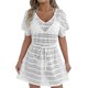 thumbnail image 1 of Vestido de Verano Casual de Moda de Resort de Mujeres Encaje Vestido de Playa con Cordón de Cintura Y Falda Atada con Arco Media Manga Cuello en V Vestido de Verano de las Mujeres, 1 of 5