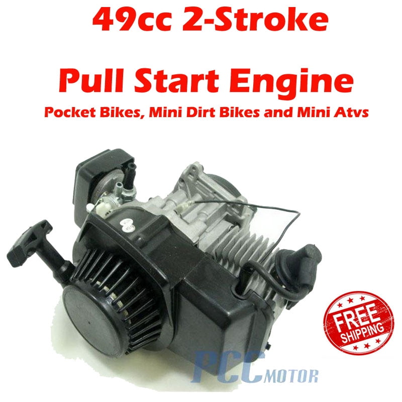 Engine Motor Kit 49Cc 2-Stroke Recoil Force Starts the Engine Motor for Pocket Bike Mini Dirt Bike Atv Scooter 