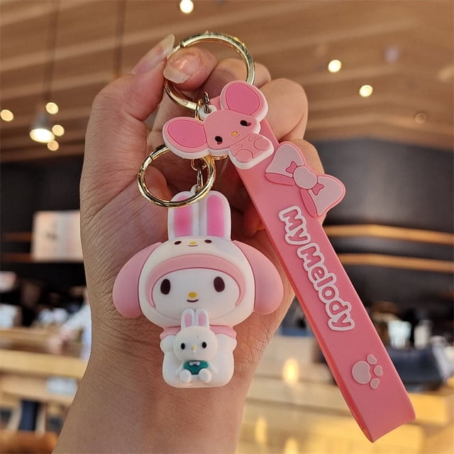 Llaveros Kawaii de Hello Kitty, llavero de dibujos animados de Sanrio Kouromi, llaveros bonitos de silicona para bolsos, mochila de regalo, colgante móvil