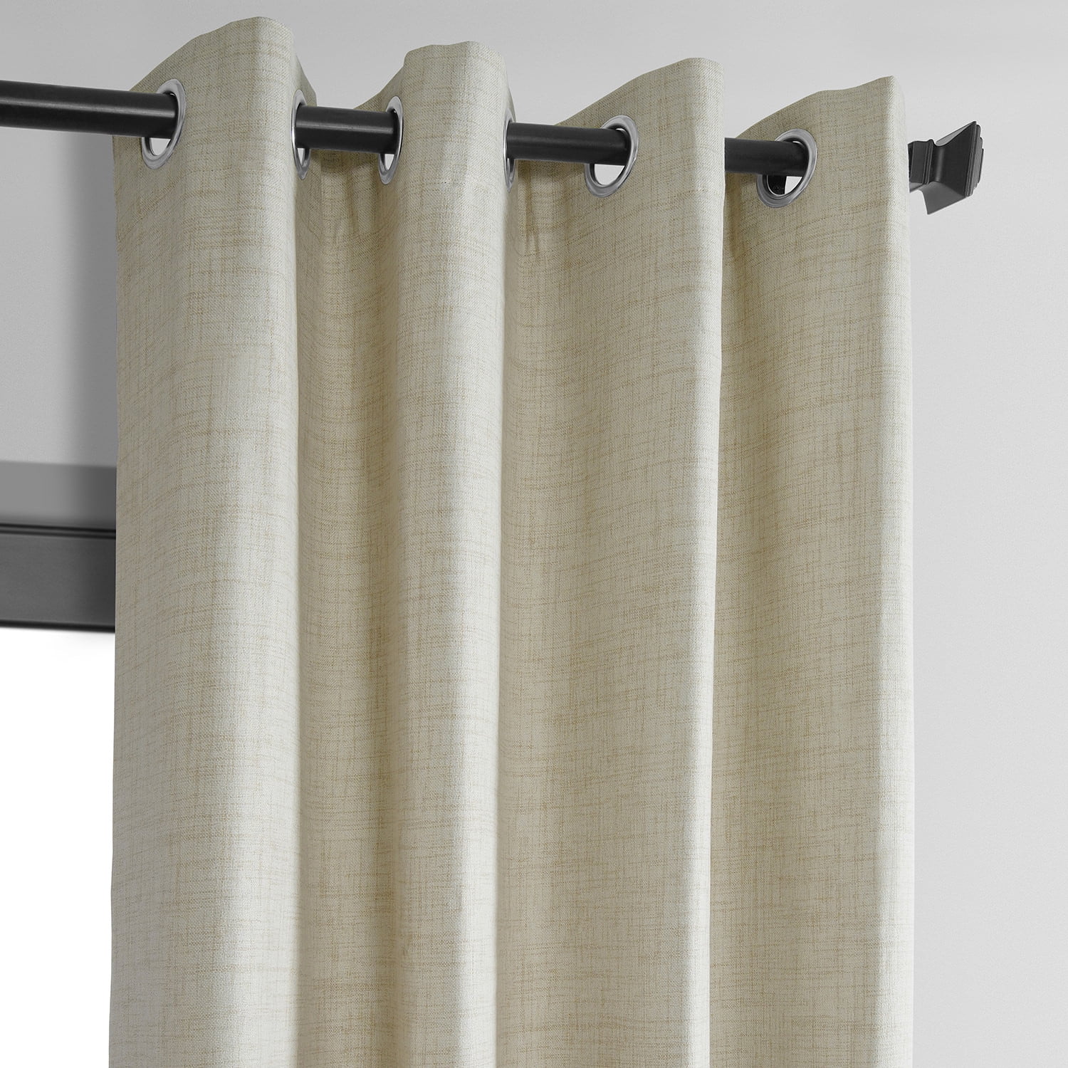Natural Light Beige Thermal Cross Linen Weave Blackout Grommet Curtain (1 Panel), Natural Light Beige, 50W X 96L