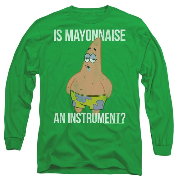 Spongebob Mayonnaise Instrument Unisex Adult Long-Sleeve T Shirt (Small) Kelly Green