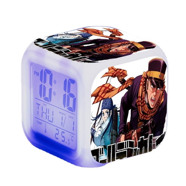 Reloj digital LED Anime Gold Square con función de despertador