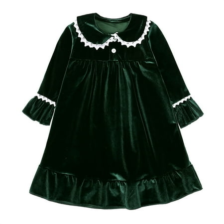 

Elainilye Fashion Nightgowns for Girls Kids Pajamas Christmas Winter Girls Bathrobe Nightdress Sleepwear 6 Months - 9 Years Green