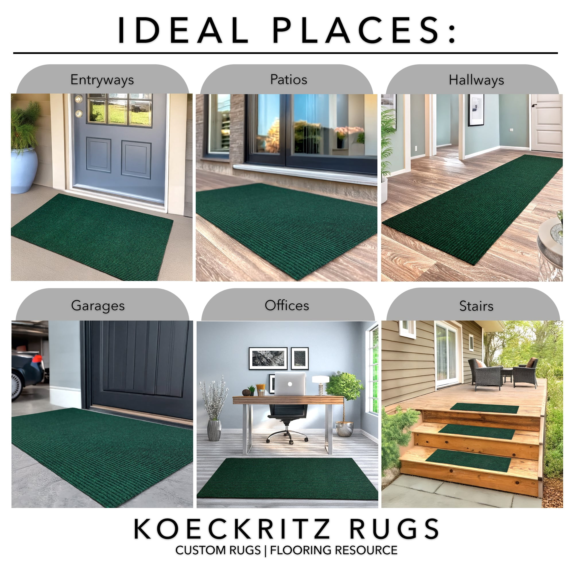 Koeckritz Rugs 5'x5' Emerald Green Heavy Duty Non-Slip Indoor/Outdoor All-Weather Mat For Home