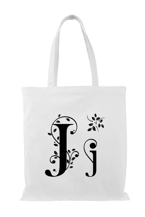 Letter J Upper Lower Case Nature Tote Bag - Image by Shutterstock, One Size Cotton Canvas Tote Bag