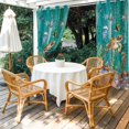 thumbnail image 4 of Outdoor Curtains for Patio Waterproof, Turtle Coastal Windproof Pravicy Outside Porch Blackout Curtain, Summer Beach Coral Seahorse Green Wooden Retro Sun Blocking Grommets Curtains 2 Panels 54"x95", 4 of 9