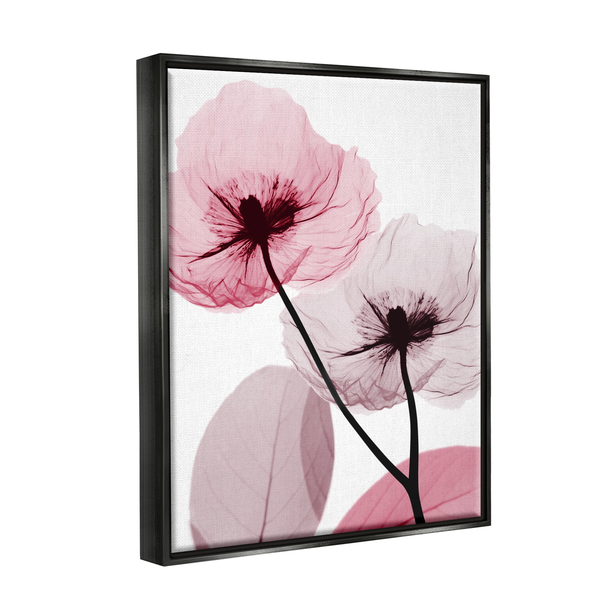 Stupell Industries Pink Poppy Flowers Botanical & Floral Painting Black Floater Framed Art Print Wall Art, 25 x 31