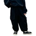thumbnail image 2 of Cowsor Big Kids Boys Girls Solid Cargo Pants Loose Casual Versatile Tapered Leg Long Trousers Comfort Daily Wear Bottoms For 2-12 Years Old, 2 of 7