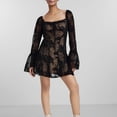 thumbnail image 2 of ZQUUVOU Women's Summer Casual Dress V-Neck Long Sleeve Short Dress Black, 2 of 6