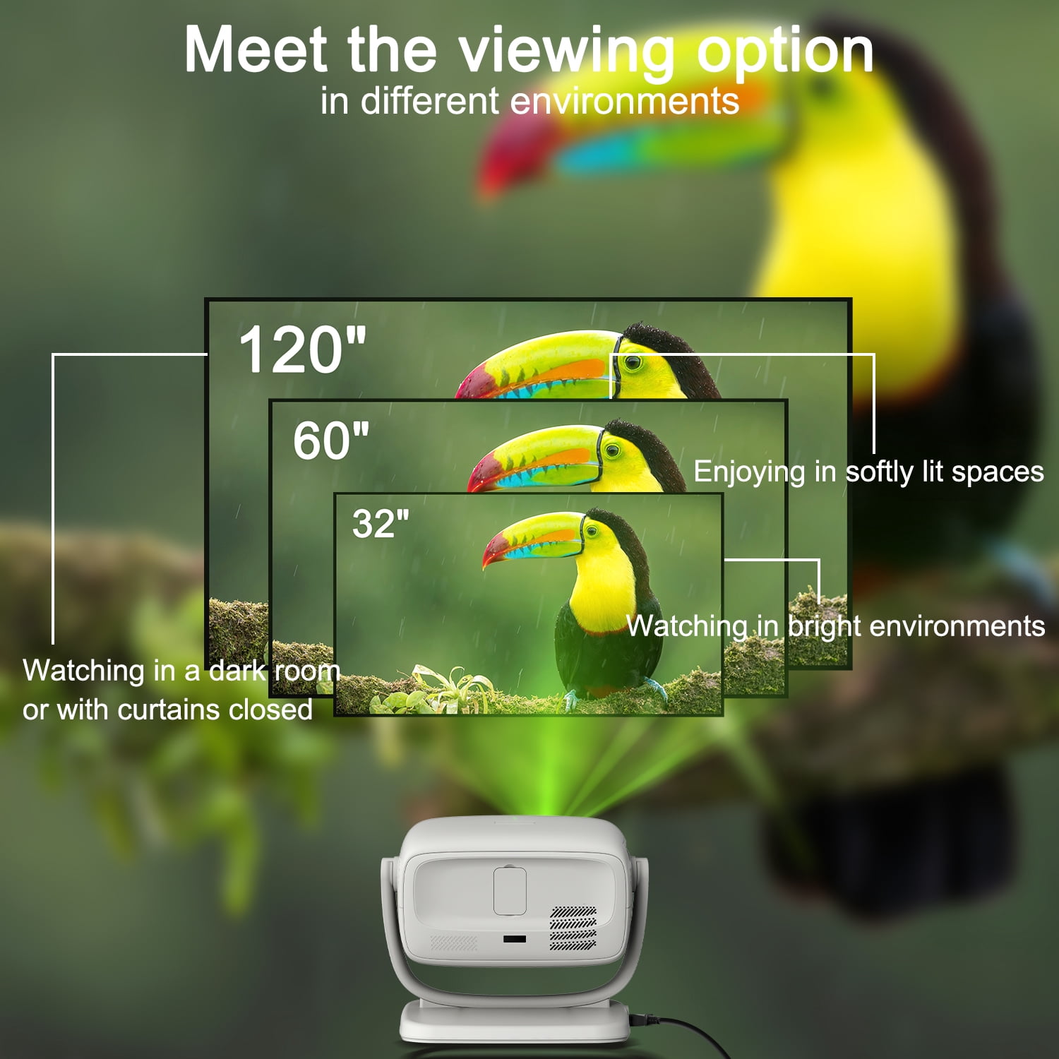 Smart Projector with WiFi 2.4G/5G & Bluetooth 5.1,Native 1080P,Portable Projector for Bedroom,Indoor & Outdoor Use,Auto Focus,220 ANSI