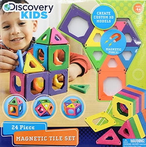 Discovery Kids Magnetic Tile Set, 24 