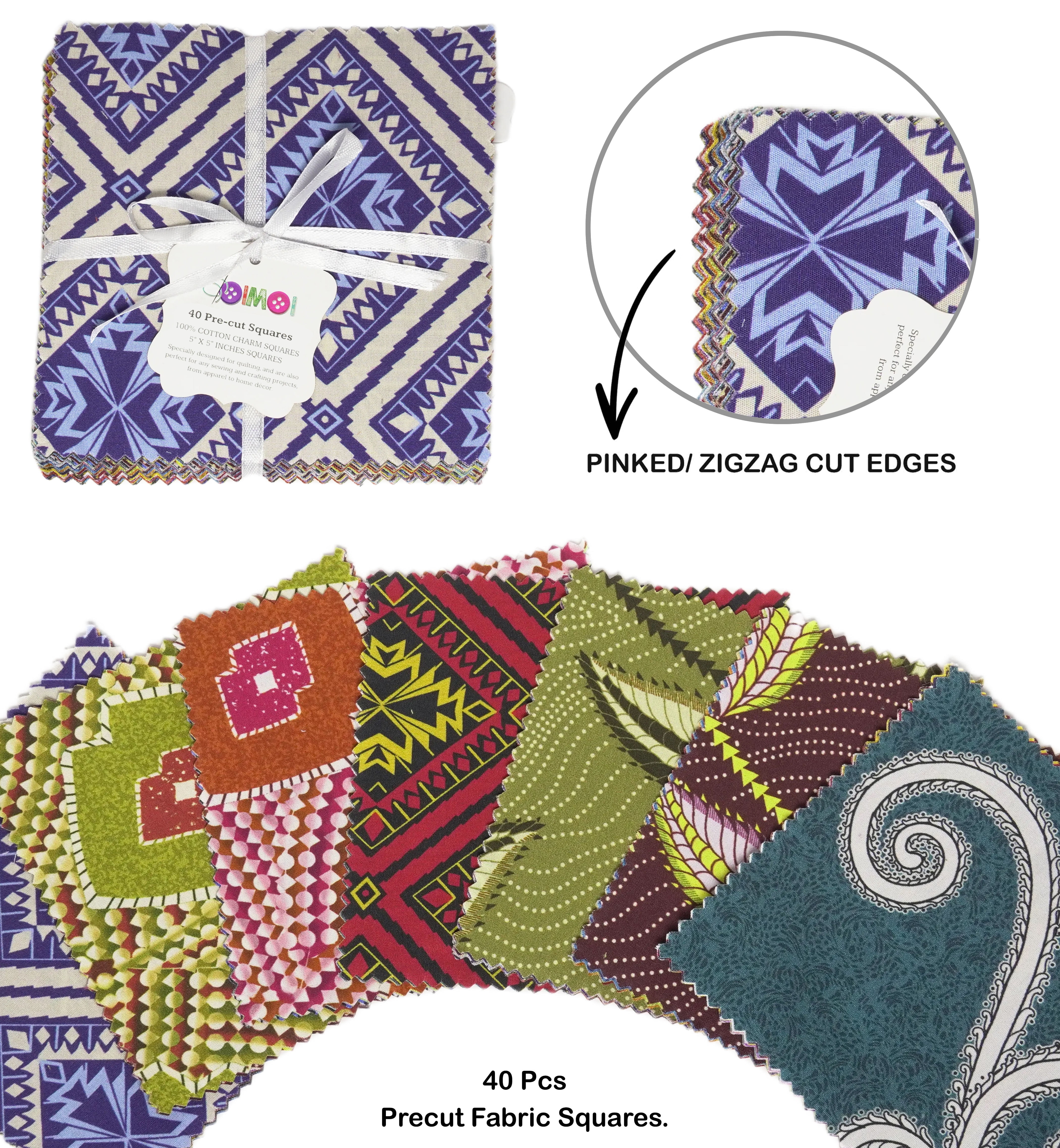 Soimoi Precut 10-inch African Floral Prints Cotton Fabric Bundle Quilting Squares Charm Pack DIY Patchwork Sewing Craft
