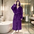 thumbnail image 2 of Sewkxo Mens Robes with Hood Flannel Fleece Bathrobe Full Length Plush Robe Coat Soft Warm Fleece Shower Spa Long Robe,Purple 2XL, 2 of 7