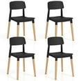thumbnail image 1 of Costway Dining Side Chairs Set of 4 with Ergonomic Backrest Wide Seat & Sturdy Wooden Legs Black, 1 of 10