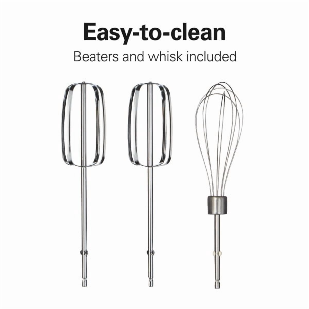 Hamilton Beach 6 Speed Hand Mixer with QuickBurst, Includes Snap-On Storage Case and 3 Attachments, Red
