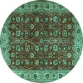 thumbnail image 1 of Ahgly Company Machine Washable Indoor Round Persian Turquoise Blue Traditional Area Rugs, 3' Round, 1 of 4