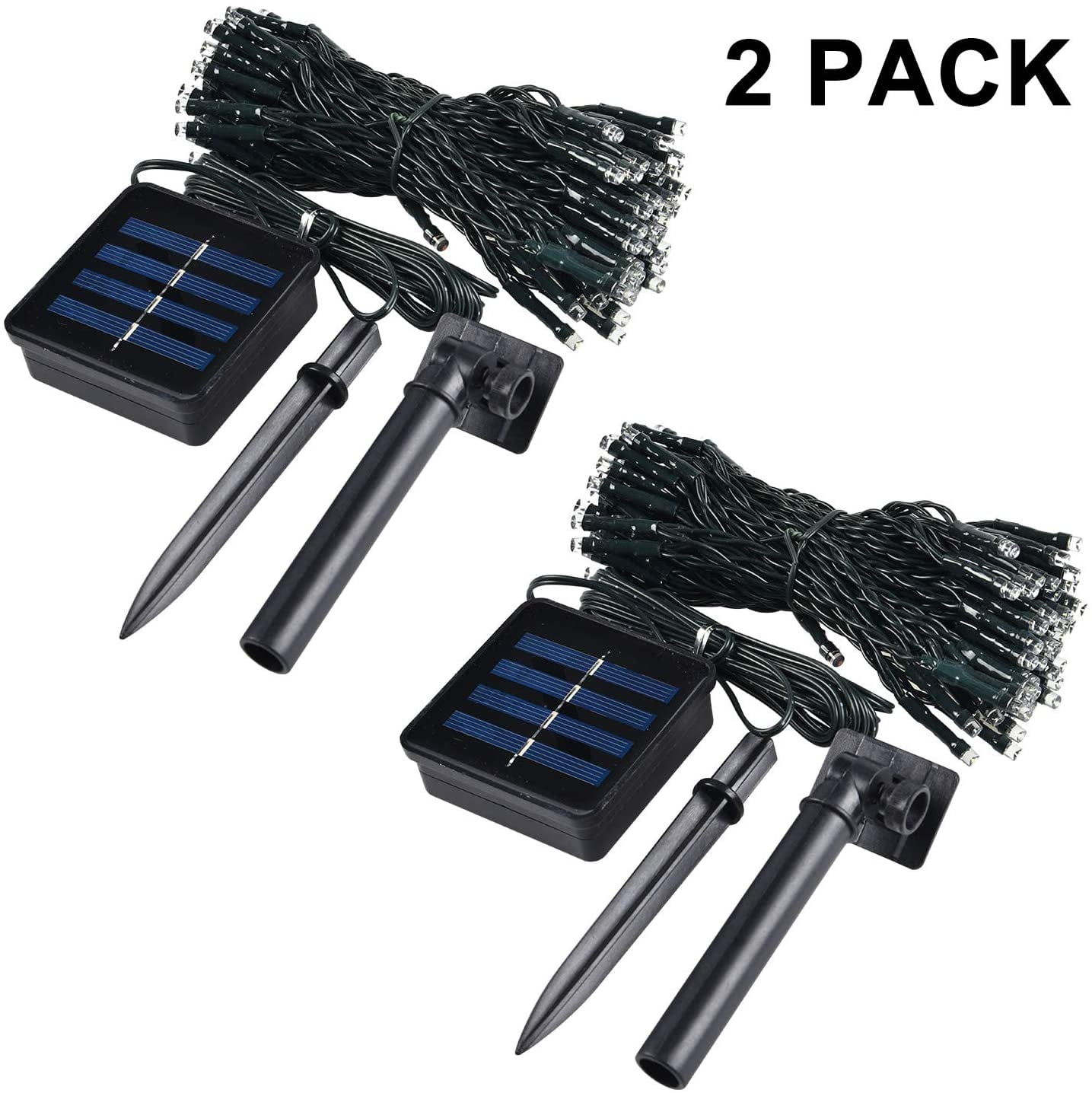 2 Pack Solar Christmas Fairy String Light Decor for Outside, Total 156Ft 440LED with 8 Modes, Juhefa Waterproof Twinkle Lights for Xmas Tree, Yard, Party, Wedding (White)