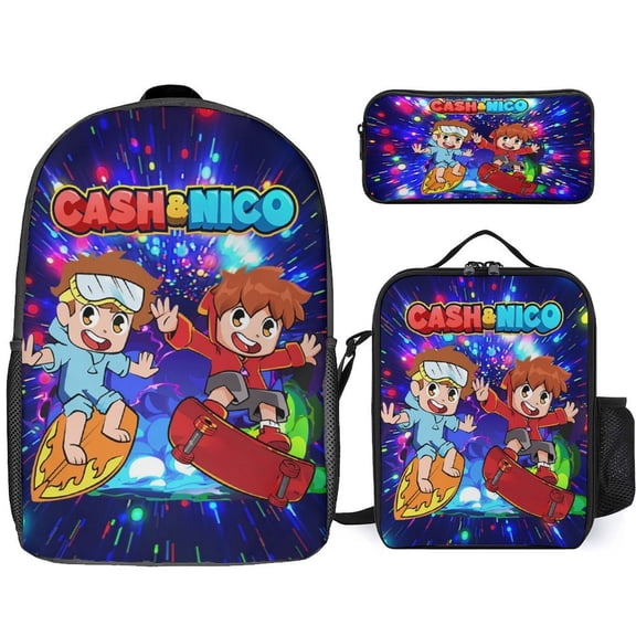 Cash And Nico Backpack 3 Piece Set Lightweight Laptop Bag Packpack Lunch Bag Pencil Case Pen Bags