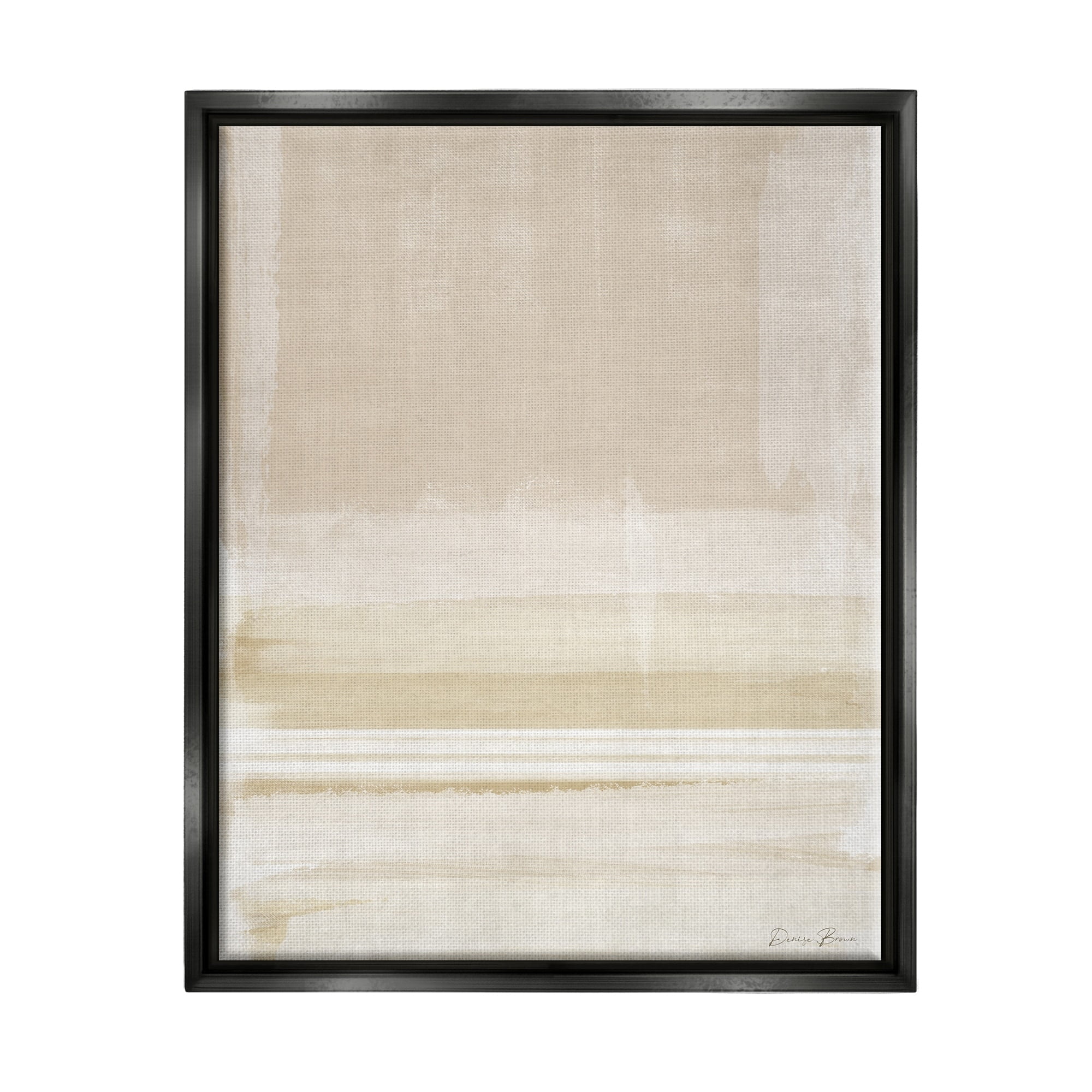 Stupell Industries Abstract Simple Neutral Tones Watercolor Collage Jet Black Framed Floating Canvas Wall Art, 24x30, by Denise Brown
