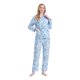 thumbnail image 3 of Conjunto de Pijama y Ropa de Descanso de Algodón para Mujer, Top de Manga Larga con Botones y Pantalones con Cintura Elástica y Cordón, Pijamas Suaves y Cómodos de Largo Completo para Mujer, Perro Az, 3 of 7