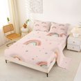 thumbnail image 2 of Manfei Boho Rainbow Queen Sheets, Star Dot Queen Sheet Sets, Light Pink, 4 Pieces, 1 Flat Sheet, 1 Fitted Sheet and 2 Pillowcases, 2 of 6