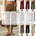 thumbnail image 3 of Women's Corduroy High Waist Capri Wide Leg Pants Soft Casual Cropped Culottes with Pockets Vintage Casual Streetwear Trousers Fall Outfit Wine, 3 of 9