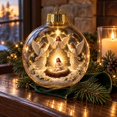 thumbnail image 2 of Cififendec Christmas Nativity Ball Ornament, Built in Warm Light Vivid 3D Nativity Scene Transparent Round Bauble for Xmas Tree Holiday Styling, 3.15", 2 of 8