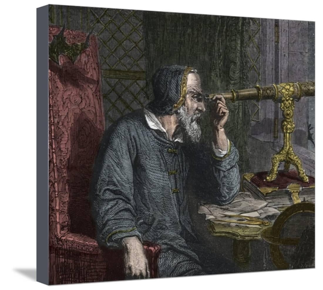 Galileo Galilei and His Telescope Engraving 1864 Stretched Canvas