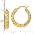 thumbnail image 4 of 14k Yellow Gold Polished Textured Hoop Earrings - 26mm- Made In Italy, 4 of 6