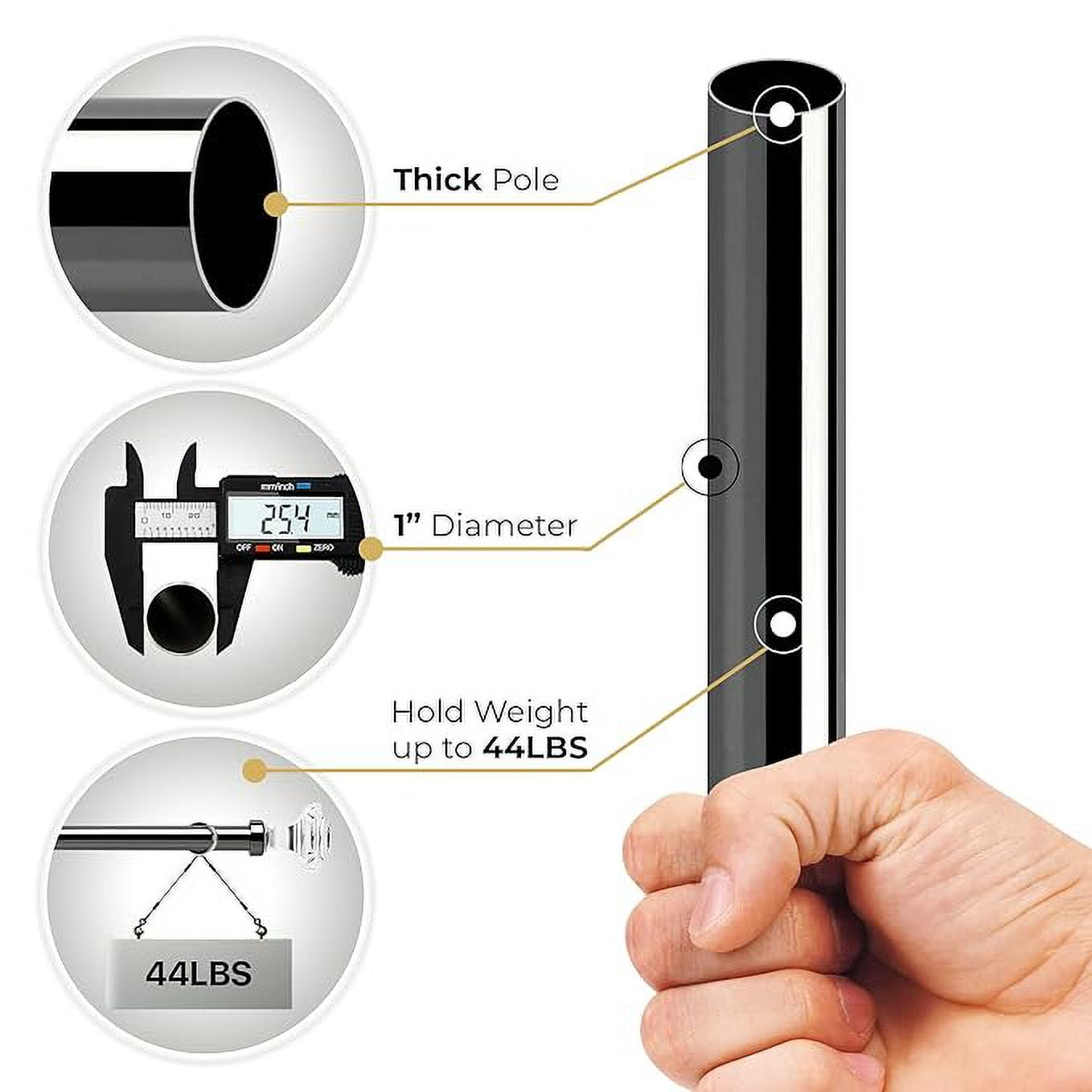 Deco Window 72 to 144 Inches Adjustable Curtain Rod for Windows with Arcyclic square Finials & Bracket Set (1'' Diameter, Nickel)