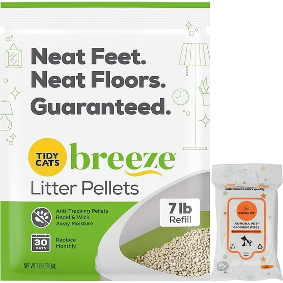 SHIBA-Tidy Cats Breeze Cat Litter Pellets, Refill 7 Pounds with Wipes