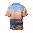 thumbnail image 4 of Balery Lighthous1 Men's Casual Button Down Shirt Short Sleeve Textured Summer Cuban Beach Shirts-XX-Large, 4 of 7