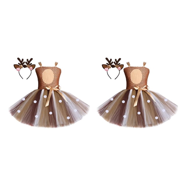Sonducket Elk Tutu Dress for Girls 6-7Y Knee Length Costume Diadema floral 2Conjunto