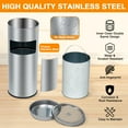thumbnail image 2 of M optimized 4.5 Gallon (17L) Stainless Steel Indoor Outdoor Trash Can with Removable Inner Bucket and Lid, Commercial Ashtray Waste Bin for Patio, Garden and Outdoor Use, 2 of 7